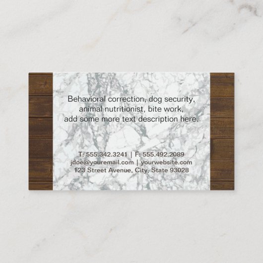 犬用パック | 犬のトレーニング木大理石 名刺 (裏面)