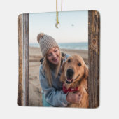 犬用フォトブラウン素朴ウッド付き初めてのクリスマス セラミックオーナメント (左)