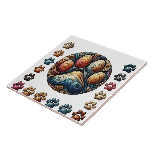 犬疑問に思の足の跡を取り囲んだ タイル (側面)