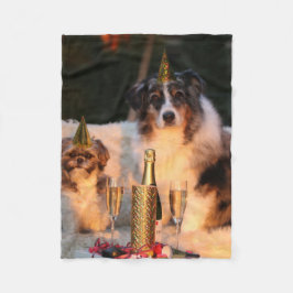 犬祝の新年 フリースブランケット