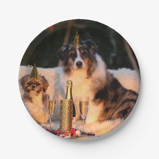 犬祝の新年 ペーパープレート (正面)