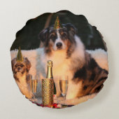 犬祝の新年 ラウンドクッション (裏面)