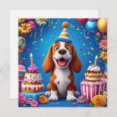 犬祝の誕生日パカラフルーティー 招待状 (正面/裏面)