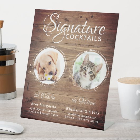 犬素朴のシグネチャーカスタムドリンク結婚ズ 台座サイン (インサイチュ)