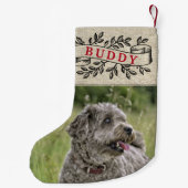 犬素朴の写真と名前のフェスティバル スモールクリスマスストッキング (裏面)