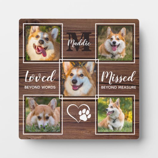 犬素朴メモリアルペットロスカスタム写真コラージュ フォトプラーク (正面)