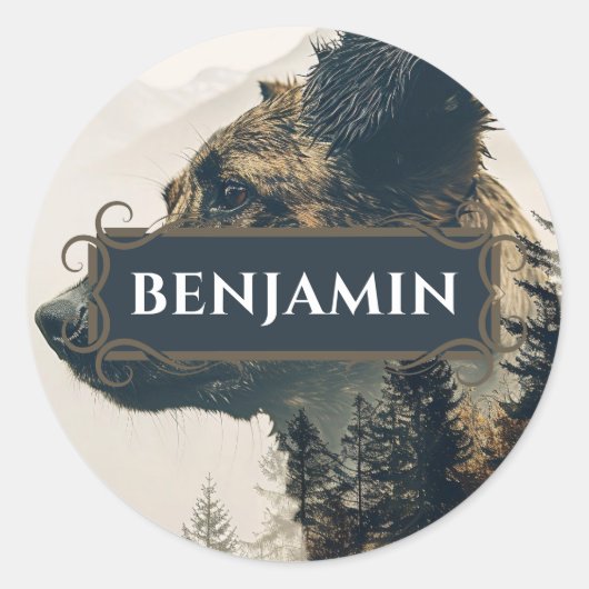 犬素朴名ラベルシール ラウンドシール (正面)