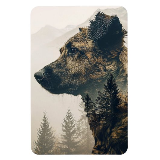 犬素朴林景観磁石 マグネット (縦)