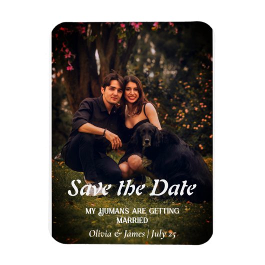 犬結婚の写真日付の保存 マグネット (縦)