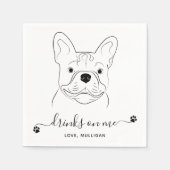 犬結婚の飲み物が私の上にカスタムいるフランスのブルドッグ スタンダードカクテルナプキン (正面)