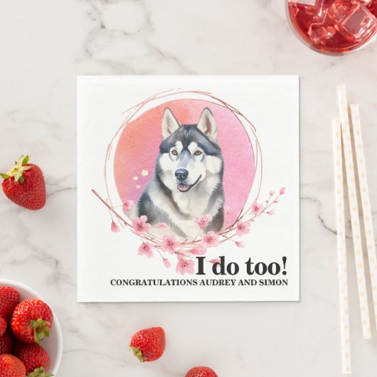 犬結婚付きシベリアのナプキン写真 スタンダードランチョンナプキン (インサイチュ)