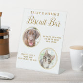 犬結婚式の引き出物シック金ゴールドペットフォトビスケットバー 台座サイン (インサイチュ)