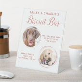 犬結婚式の引き出物バラ金ゴールドペットフォトビスケットバー 台座サイン (インサイチュ)