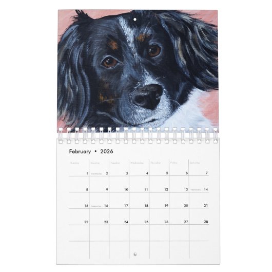 犬絵を描カレンダー カレンダー (2月 2026)