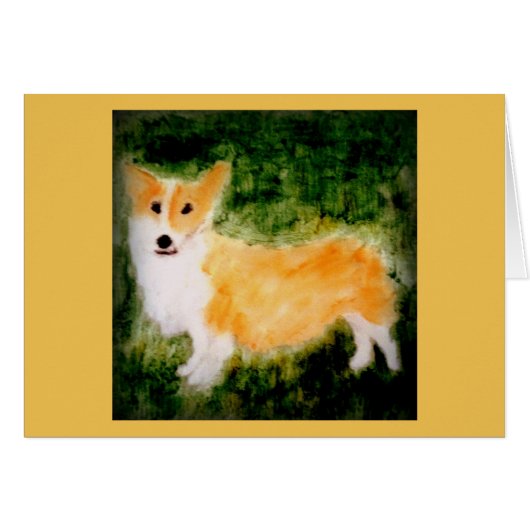 犬絵画の可愛いコルギ (正面横)