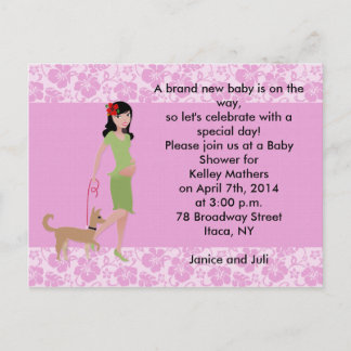 犬縁どとおモダン母さんとハワイアン インビテーションポストカード