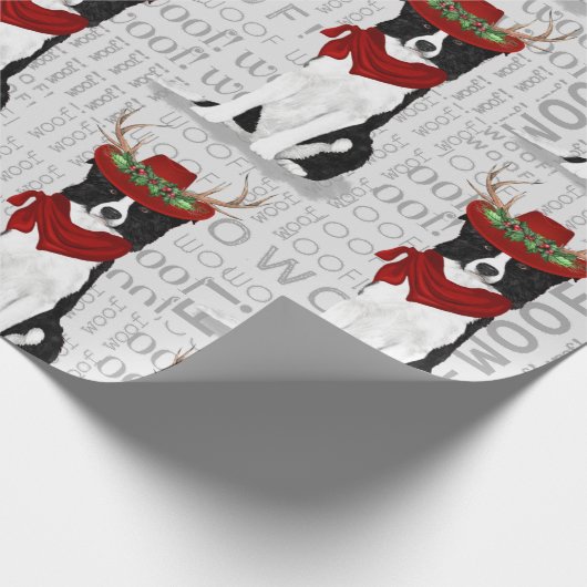犬縁ど好きのためのクリスマスのコリー ラッピングペーパー (角)