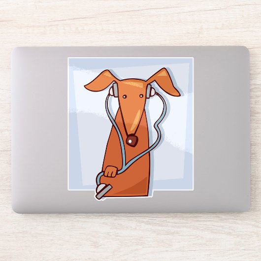 犬聞と音楽のヘッドフォンおもしろいアップ シール