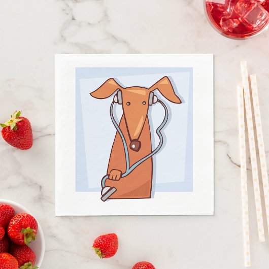 犬聞と音楽のヘッドフォンおもしろいアップ スタンダードランチョンナプキン