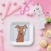 犬聞と音楽のヘッドフォンおもしろいアップ ペーパープレート (パーティー)