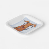 犬聞と音楽のヘッドフォンおもしろいアップ ペーパープレート (傾斜あり)