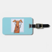 犬聞と音楽のヘッドフォンおもしろいアップ ラゲッジタグ (正面横)