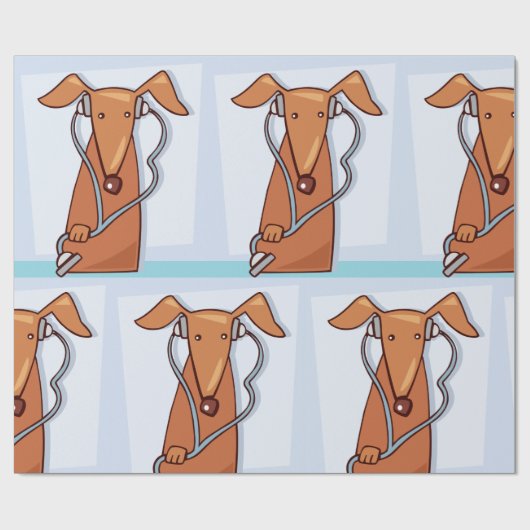 犬聞と音楽のヘッドフォンおもしろいアップ ラッピングペーパー (フラット)