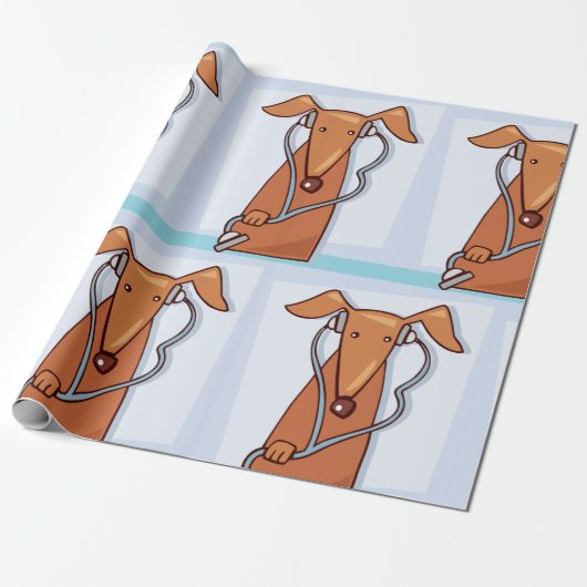 犬聞と音楽のヘッドフォンおもしろいアップ ラッピングペーパー (アンロールド)