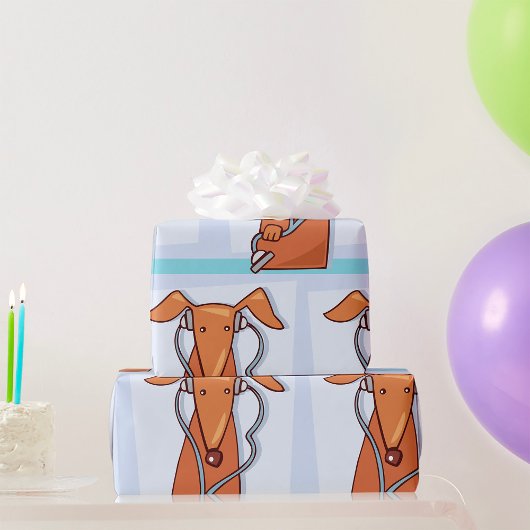 犬聞と音楽のヘッドフォンおもしろいアップ ラッピングペーパー