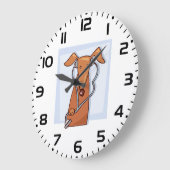 犬聞と音楽のヘッドフォンおもしろいアップ ラージ壁時計 (傾斜)