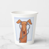 犬聞と音楽のヘッドフォンおもしろいアップ 紙コップ (正面)