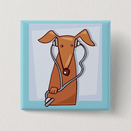 犬聞と音楽のヘッドフォンおもしろいアップ 缶バッジ (正面)