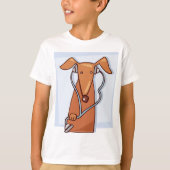 犬聞と音楽のヘッドフォンおもしろいアップ Tシャツ (正面)