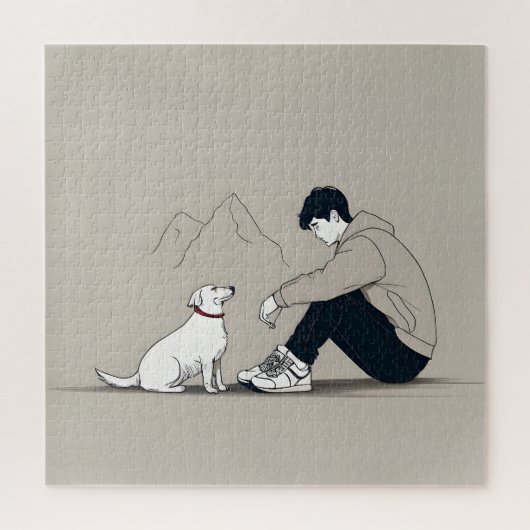 犬芸の少年 ジグソーパズル (縦)