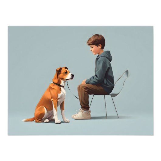 犬芸の少年 フォトプリント            (正面)
