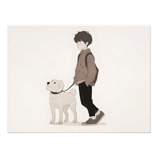犬芸の少年 フォトプリント            (正面)