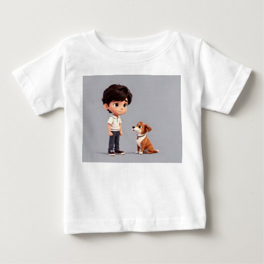 犬芸の少年 ベビーTシャツ (正面)