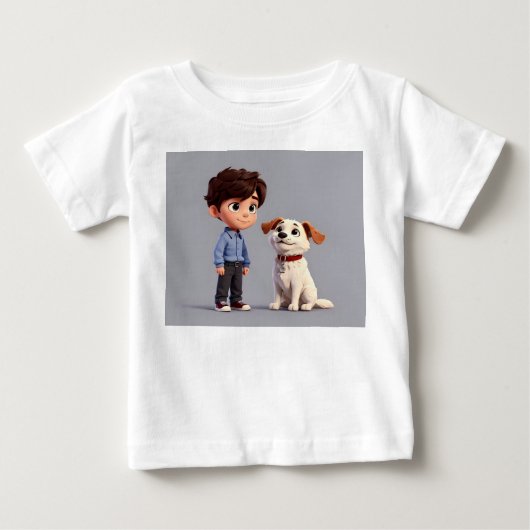 犬芸の少年 ベビーTシャツ (正面)