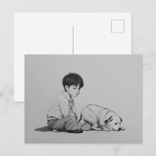 犬芸の少年 ポストカード (正面/裏面)