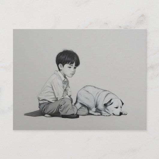 犬芸の少年 ポストカード (正面)