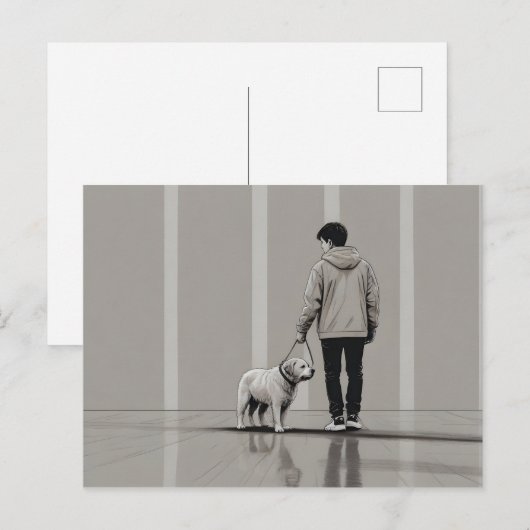 犬芸の少年 ポストカード (正面/裏面)