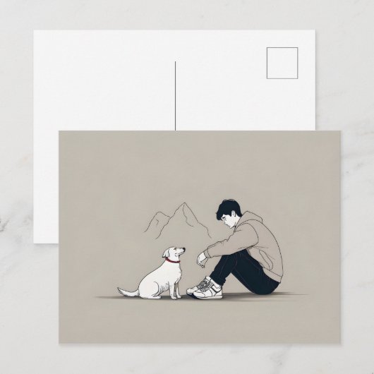 犬芸の少年 ポストカード (正面/裏面)