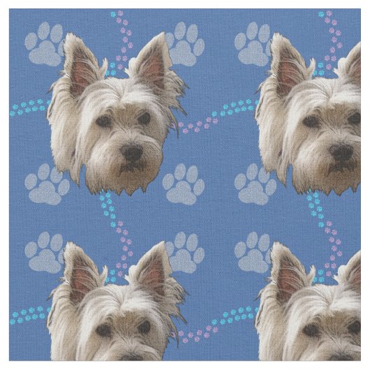 犬芸術的たち – West Highland White Terrier v1 ファブリック (クローズアップ)