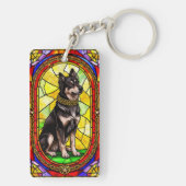犬芸術的ステンドグラスポートレート キーホルダー (裏面)