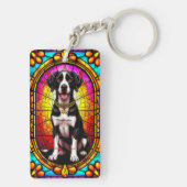 犬芸術的ステンドグラスポートレート キーホルダー (裏面)