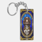 犬芸術的ステンドグラスポートレート キーホルダー (正面左)