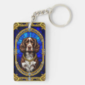犬芸術的ステンドグラスポートレート キーホルダー (裏面)