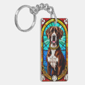 犬芸術的ステンドグラスポートレート キーホルダー (正面左)