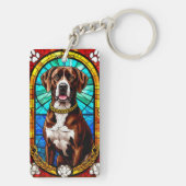 犬芸術的ステンドグラスポートレート キーホルダー (裏面)