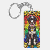 犬芸術的ステンドグラスポートレート キーホルダー (正面左)